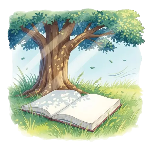 Child reading a book under a tree - authentic Islamic stories for kids